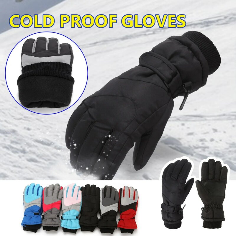 Zimowe rękawiczki dla dzieci chłopcy dziewczęta śnieg wiatroszczelne rękawiczki rowerowe rowerowe Outdoor Camping narty sportowe ciepłe rękawiczki 6-11 lat