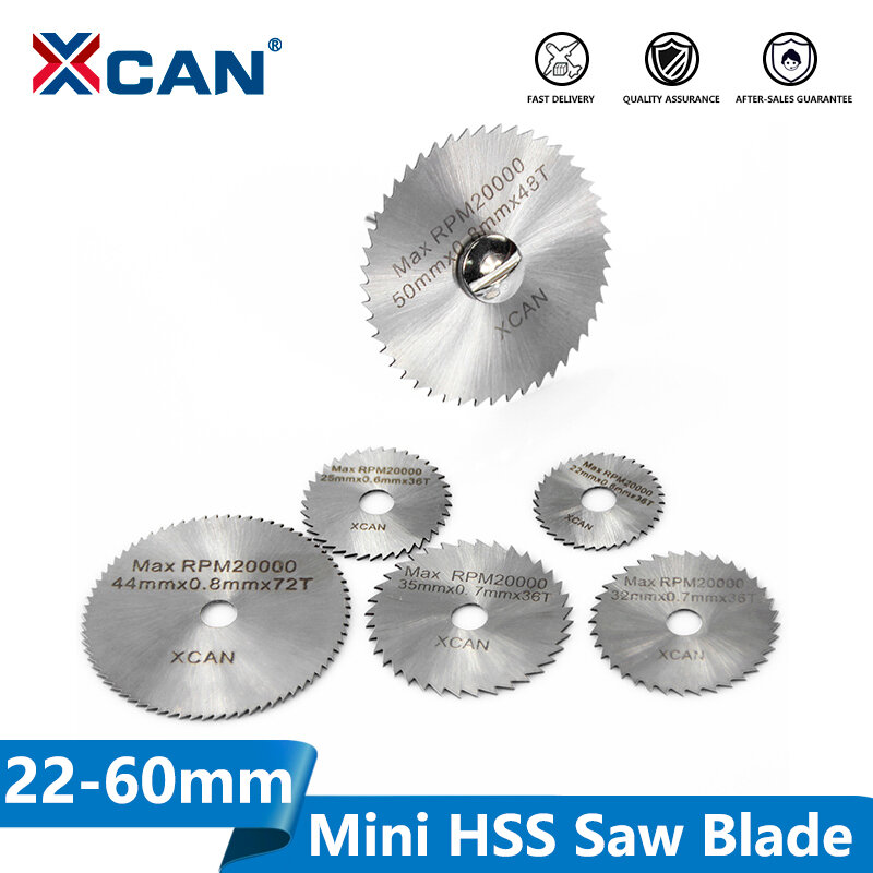 XCAN – Mini lames de scie circulaire avec mandrin, outils rotatifs HSS à tige de 3.175mm, disques de coupe