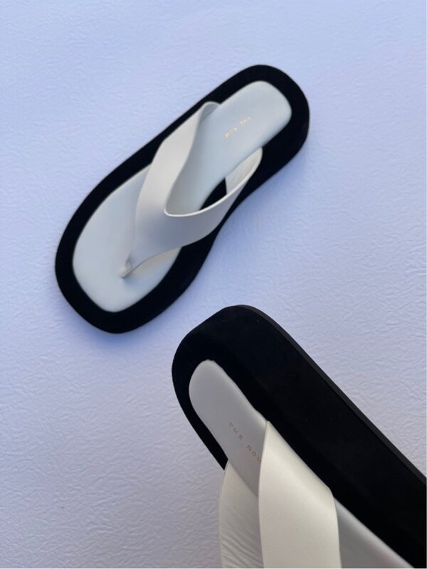 Sandal Jepit Platform Sepatu Wanita Dalam dan Luar Ruangan dan Slide Putih Solid