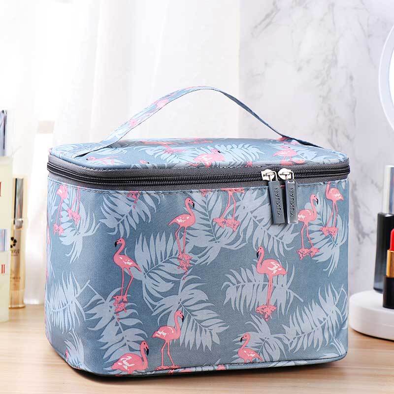 LFZKLZ 1 Pc New Flamingo Women Cosmetic Bag Travel Organizer Make up Box Toiletry Kit Wash Toilet Bag Large Waterproof Pouch