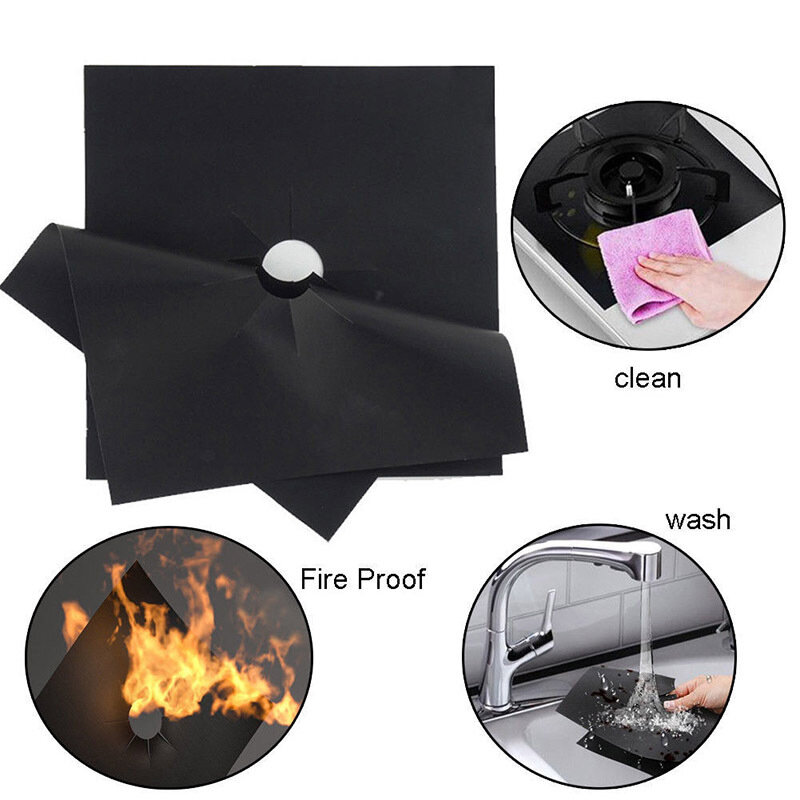 4pcs Gas Stove Protector Cooker cover liner Clean Mat Pad Kitchen Gas Stove Stovetop Protector Kitchen Accessories