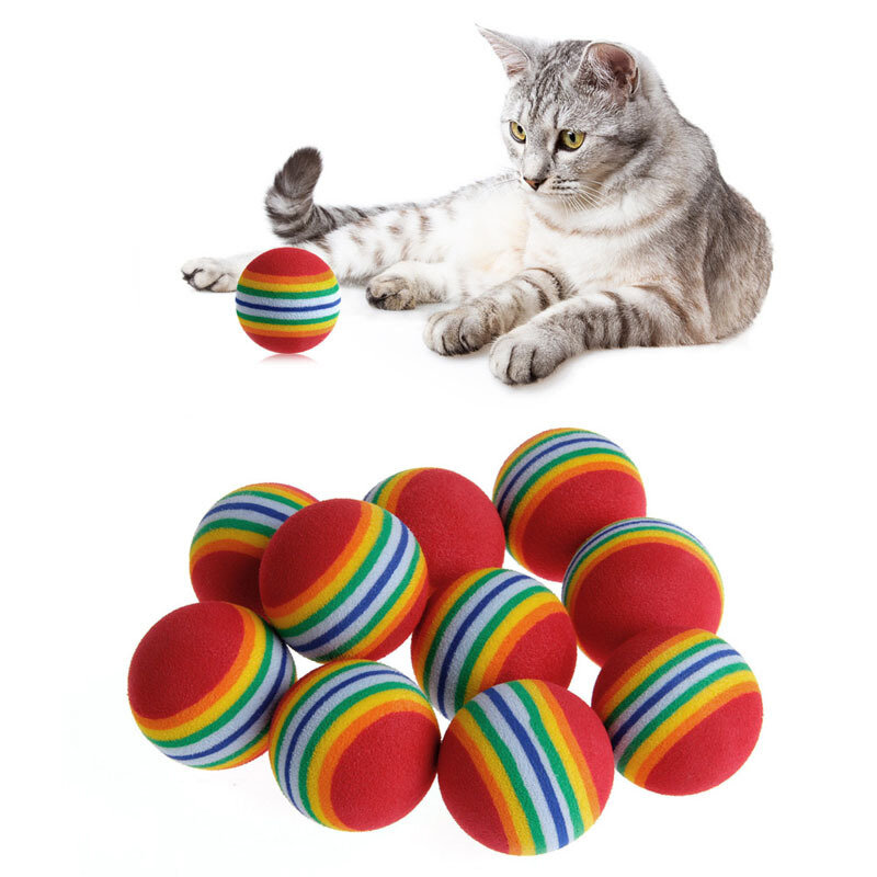 Bola de brinquedo para gato de eva, brinquedo interativo colorido para gato, brinquedo para mastigar com chocalho de treinamento de material de espuma natural, peças