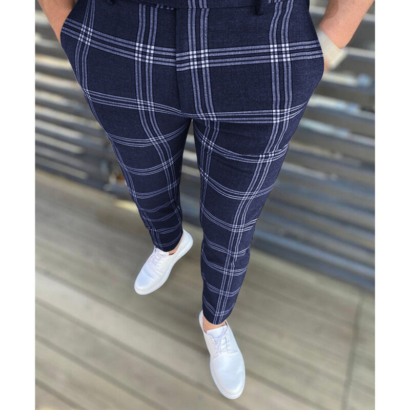 Brand Men's Checked Trousers Business Casual Plaid Pants With Pockets Husband Streetwear Fashion Mens Designer Clothes 6 Colors