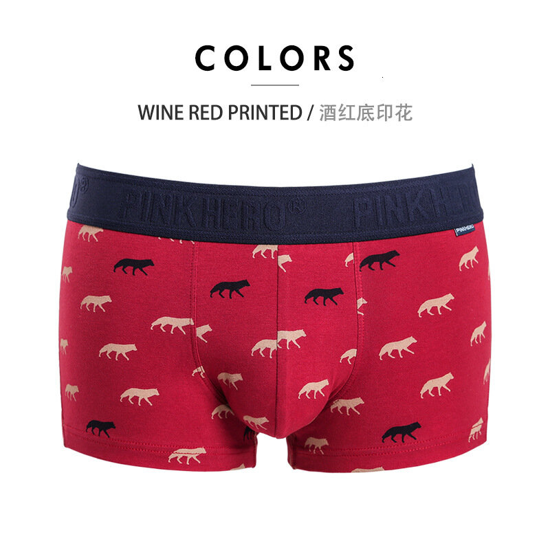 Pink Hero Men Male Striped animals Underwear Men boxers Plain Cotton Boxer Shorts Panties Brand Clothing  Boxer U Convex Pouch
