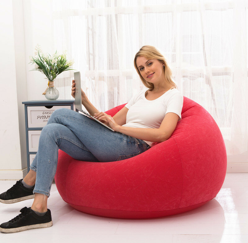 Mini sofa inflatable flocking sofa single lazy sofa chair foldable outdoor leisure sofa bed stool portable sofa home furniture