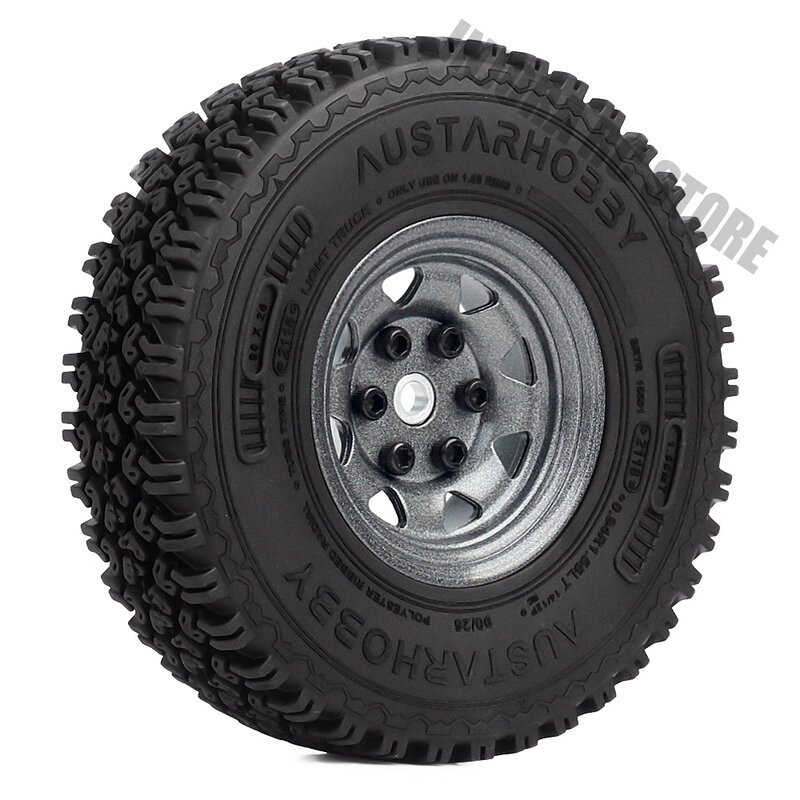 Pneu de roda de borracha 1.55 Polegada, 4 unidades, liga de alumínio, pneu para rc crawler axial 90069 d90 tf2 tamiya cc01 lc70 sti