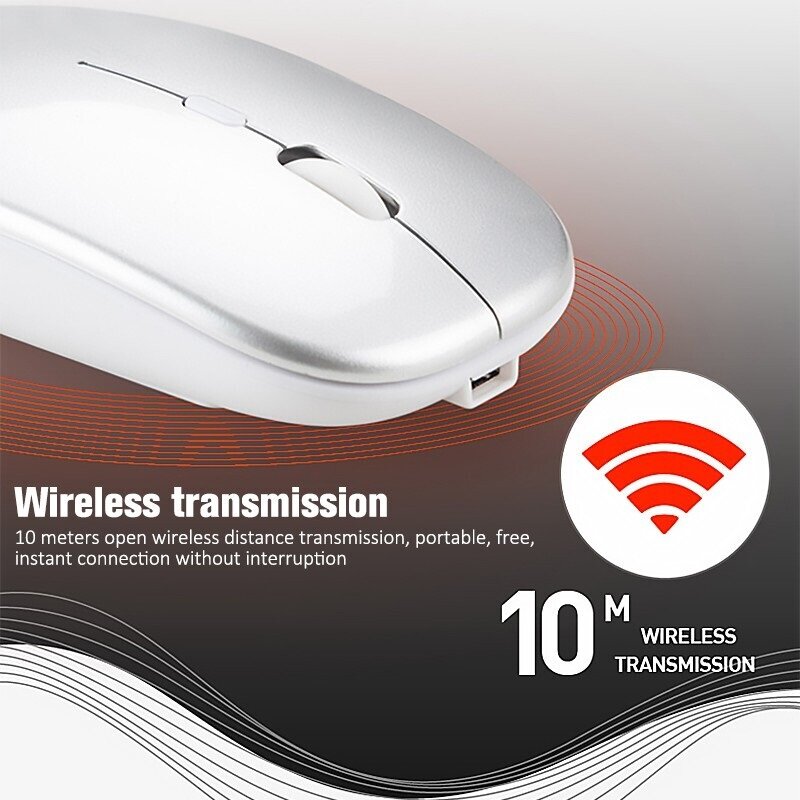 Ready-ratón inalámbrico con Bluetooth 2,4 Ghz, receptor óptico ajustable, recargable, para PC, portátil, IPad