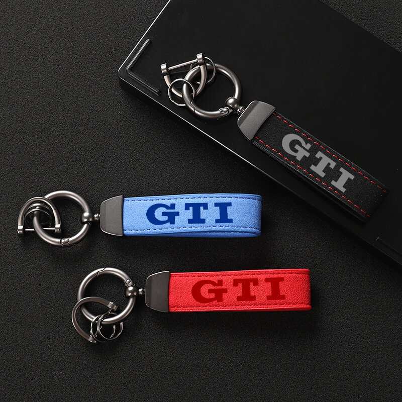 Fashion High Quality Suede leather Car keychain custom gift key Horseshoe Buckle rings For Golf GTI 4 5 6 7 MK4 MK5 MK7 GTI Car