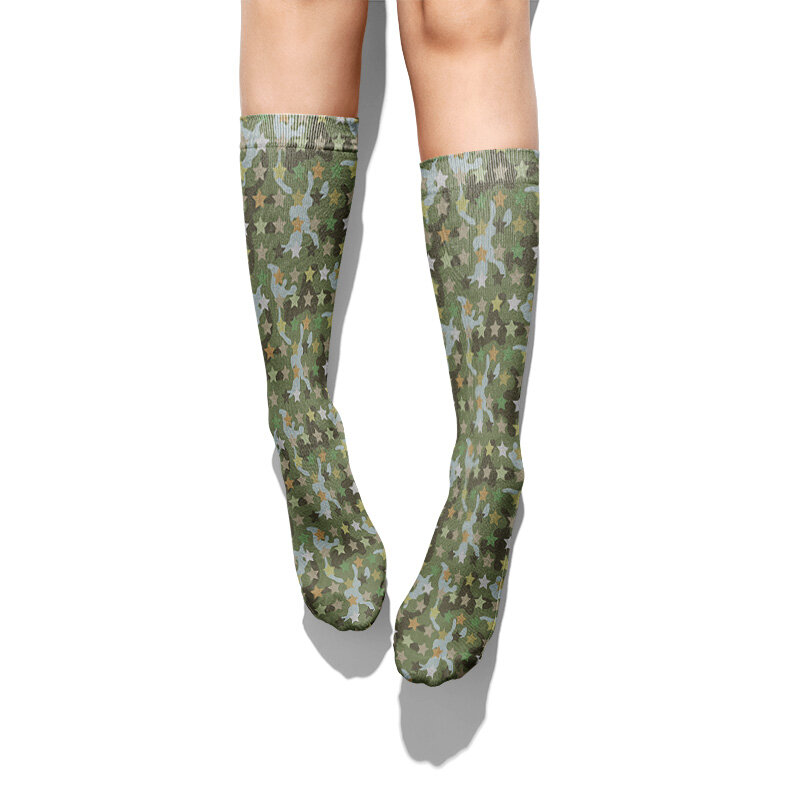 Модные женские носки с 3D-принтом звезд, милые женские носки в стиле Харадзюку, высокие зимние теплые Повседневные носки до щиколотки для дев...