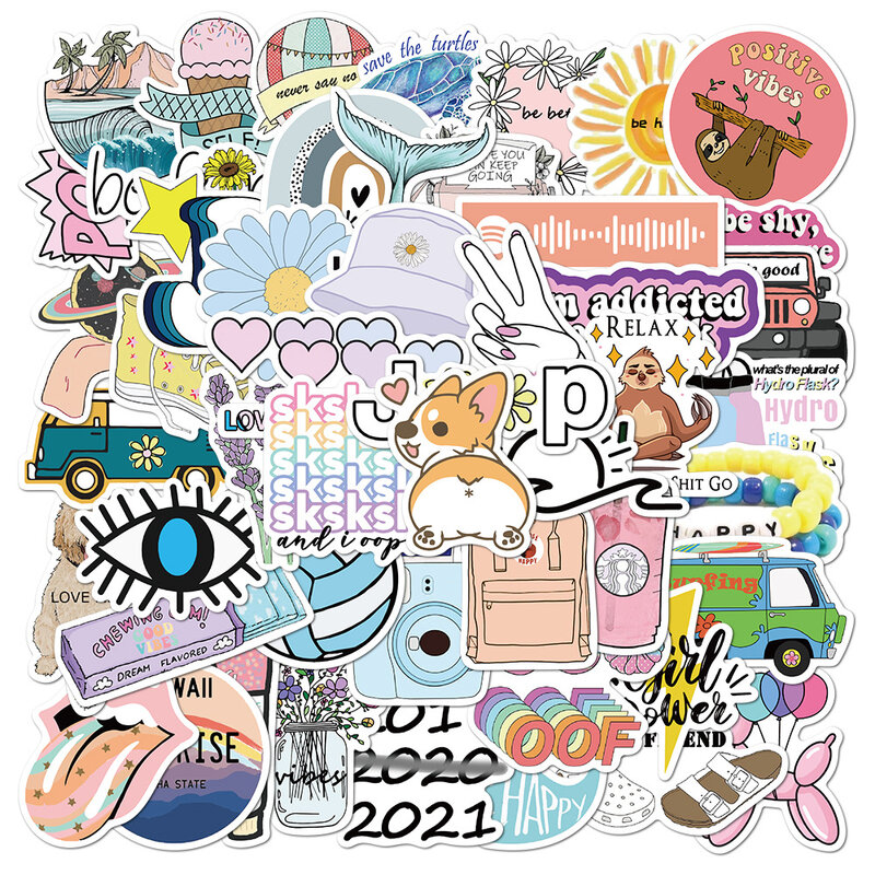 10/50 Buah Vsco INS Style Stiker Anime untuk Laptop Casing Mobil Skateboard Sepeda Motor Perempuan untuk Anak-anak Mainan Anak-anak Stiker Hewan Keren