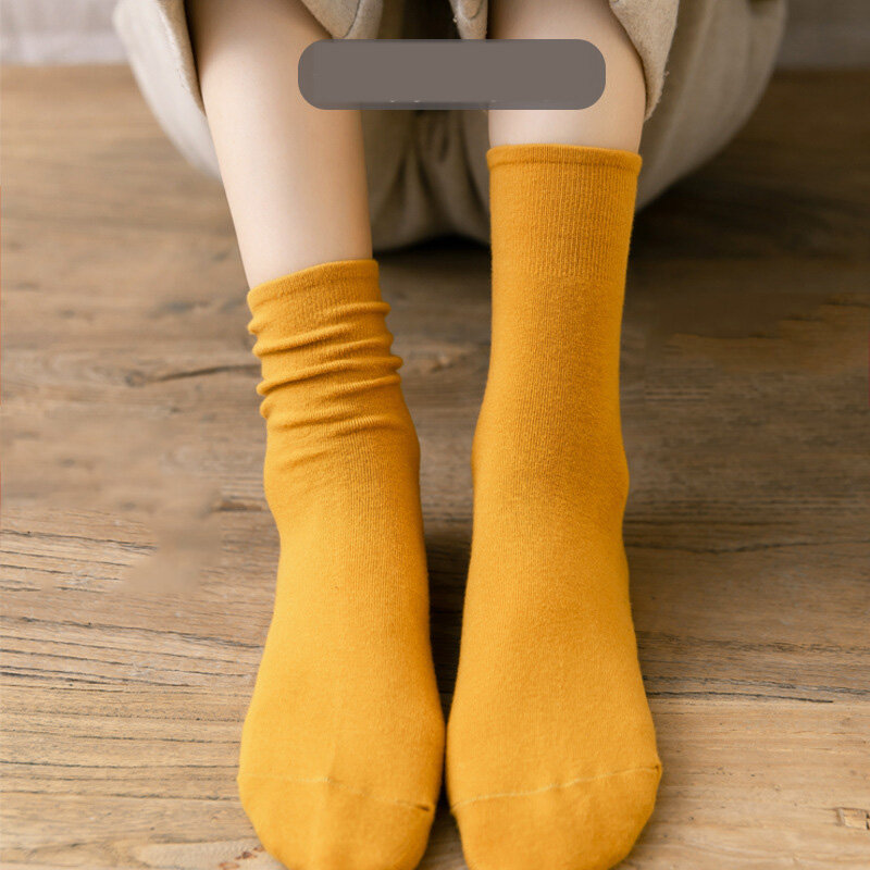Meias de algodão feminino tubo médio slouch casual curto senhoras inverno kawaii bonito engraçado faculdade japonês estilo coreano meias