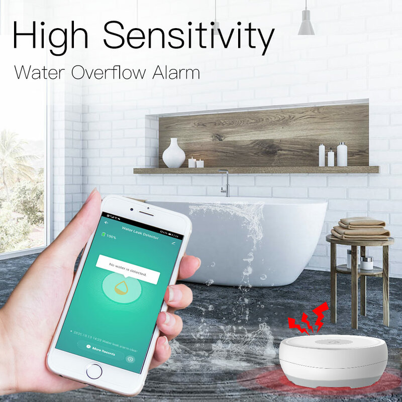 ZigBee Smart Flut Sensor Wasser Leckage Detektor Flut Überlauf Alarm Sicherheit Alarm System Tuya/Smart Leben App Fernbedienung