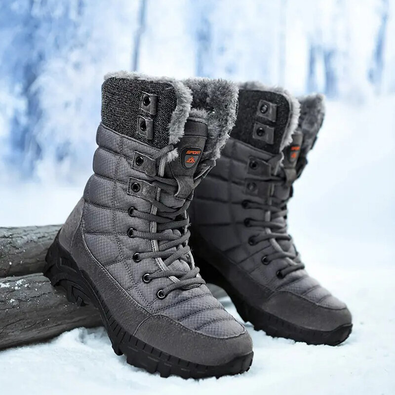 Botas de nieve impermeables para exteriores, calzado de alta calidad, cálido, cómodo, antideslizante, resistente al desgaste, para senderismo, Invierno