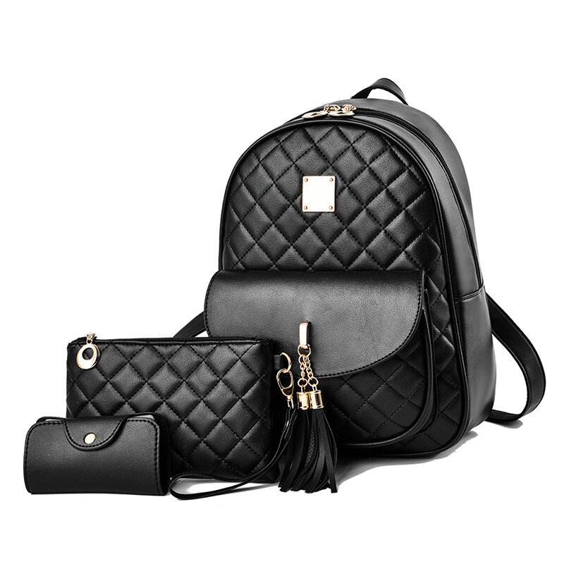 Conjunto de 2-3 piezas de mochila de cuero suave para mujer, monedero con cremallera, bolso de mano elegante de diseñador de lujo, tendencia de moda 2022
