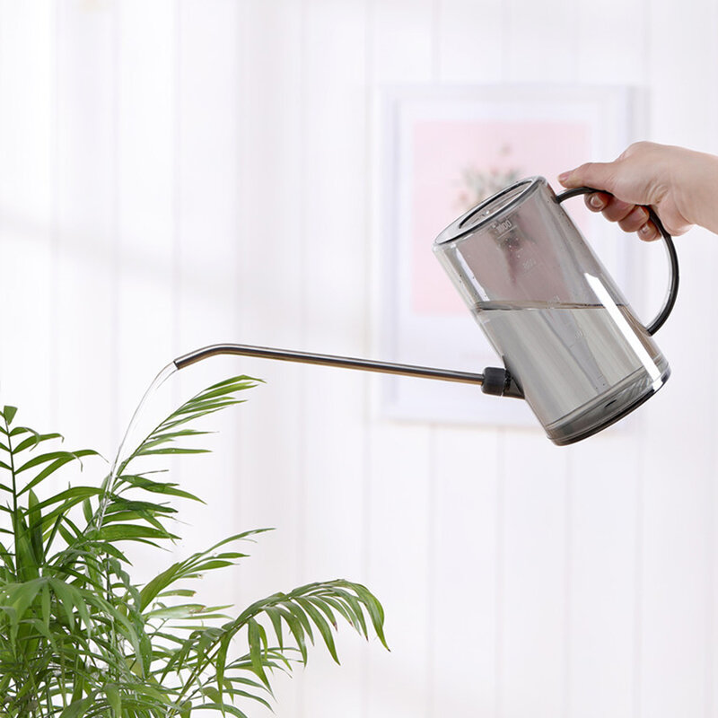 1l transparente flor sprinkler stainlee aço longo boca rega casa jardim ao ar livre indoor irrigação