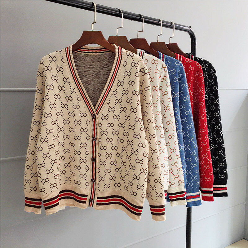 스웨터 럭셔리 디자인 니트 카디건 코트 격자무늬 스트라이프 긴팔 니트웨어 여성용, 부드러운, 도매, 신제품, 겨울