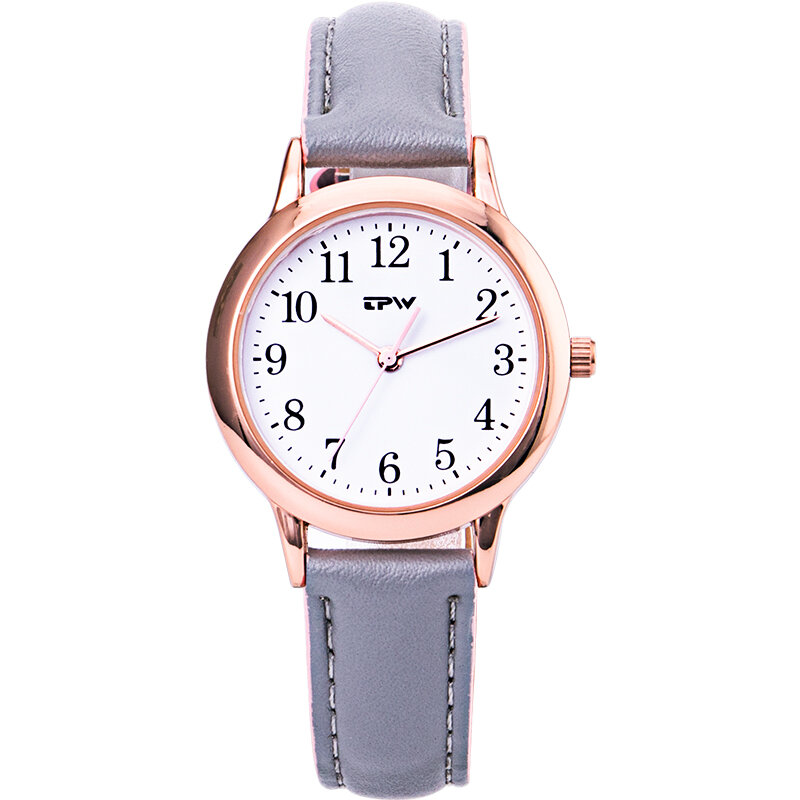 Relojes con bisel de oro rosa para mujer, reloj de lectura fácil, de cuero genuino, resistente al agua hasta 30m, femenino