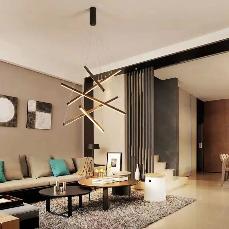 Современная дуплексная светодиодная Люстра для квартиры, алюминиевая потолочная лампа высшего класса, подвесной светильник для гостиной, ...
