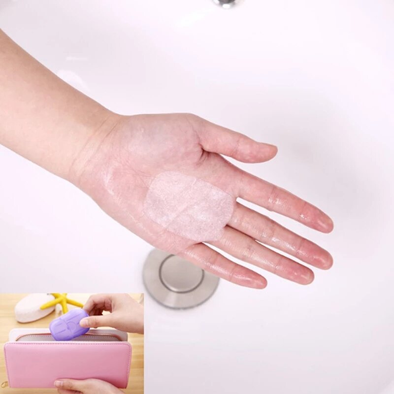 40-120 Buah Kotak Sabun Desinfektan Kertas Portabel untuk Perjalanan Cuci Tangan Mini Sekali Pakai Lembar Potongan Aroma Kertas Casing Sabun Berbusa