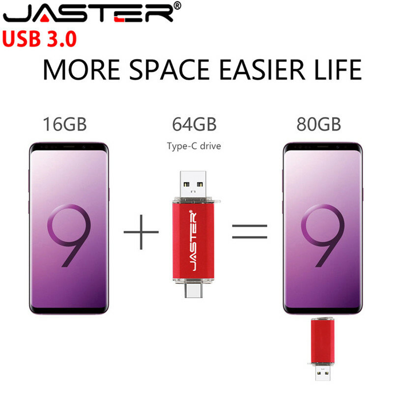 USB-флеш-накопитель Jaster в металлическом корпусе с поддержкой OTG, usb 3,0, 4/8/16/32/64/128 ГБ