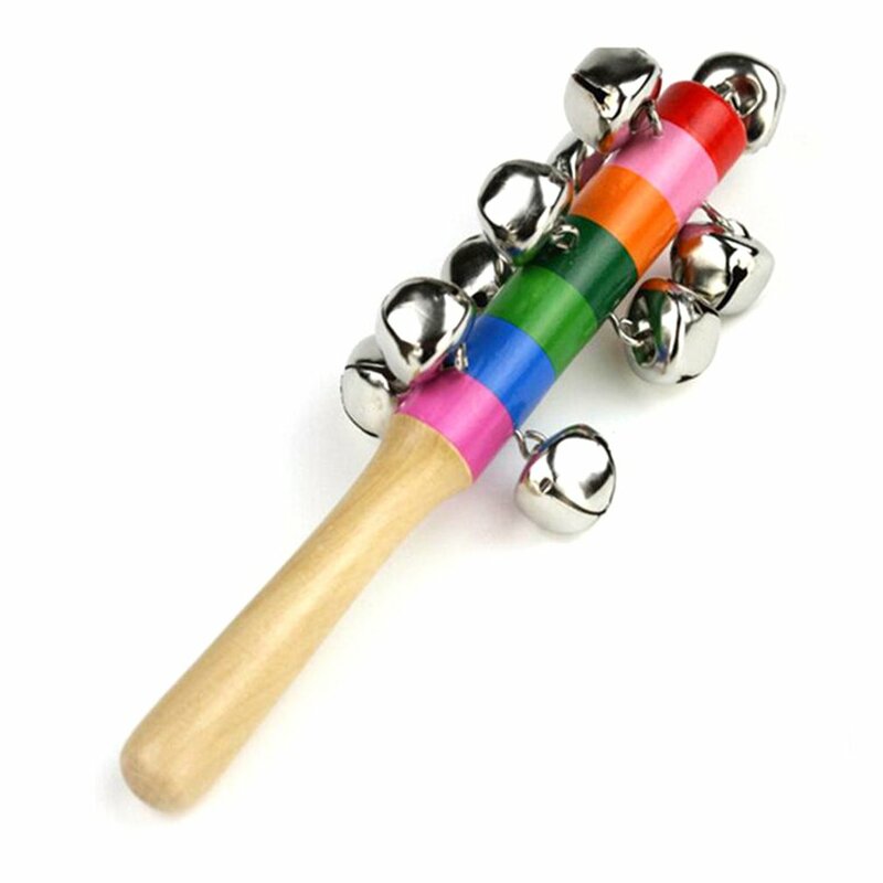 Pierścień z grzechotką dla dziecka drewniany dzwonek dla niemowląt zabawki dla dzieci instrumenty muzyczne 0-12 miesięcy kolorowa muzyka edukacja drewniana zabawka