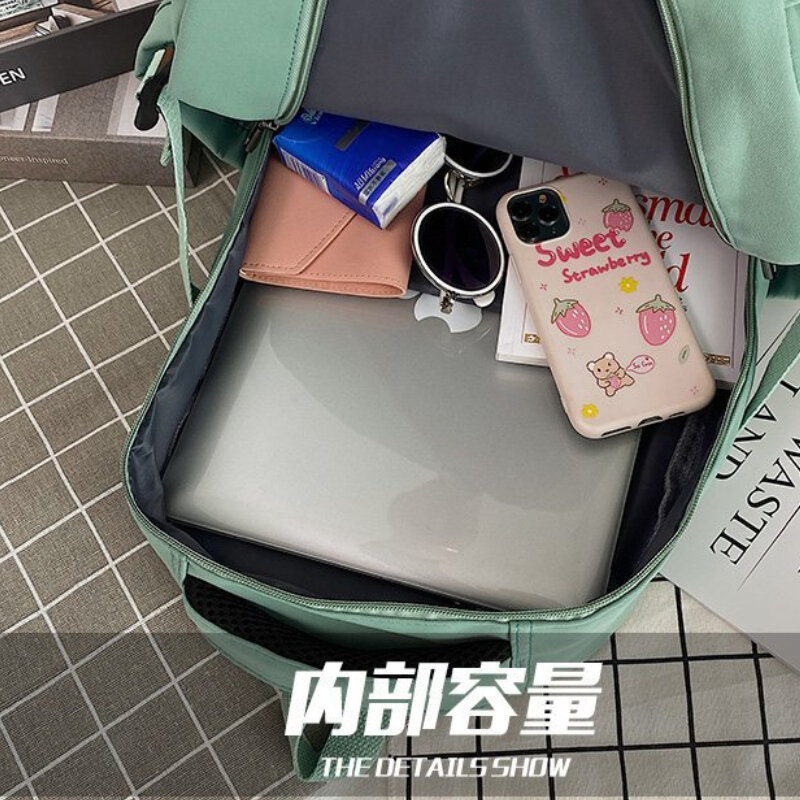 กระเป๋าเป้สะพายหลังสตรีแฟชั่นขนาดใหญ่ผ้าใบนักเรียนโรงเรียนกระเป๋าเดินทางหญิงกระเป๋าเป...