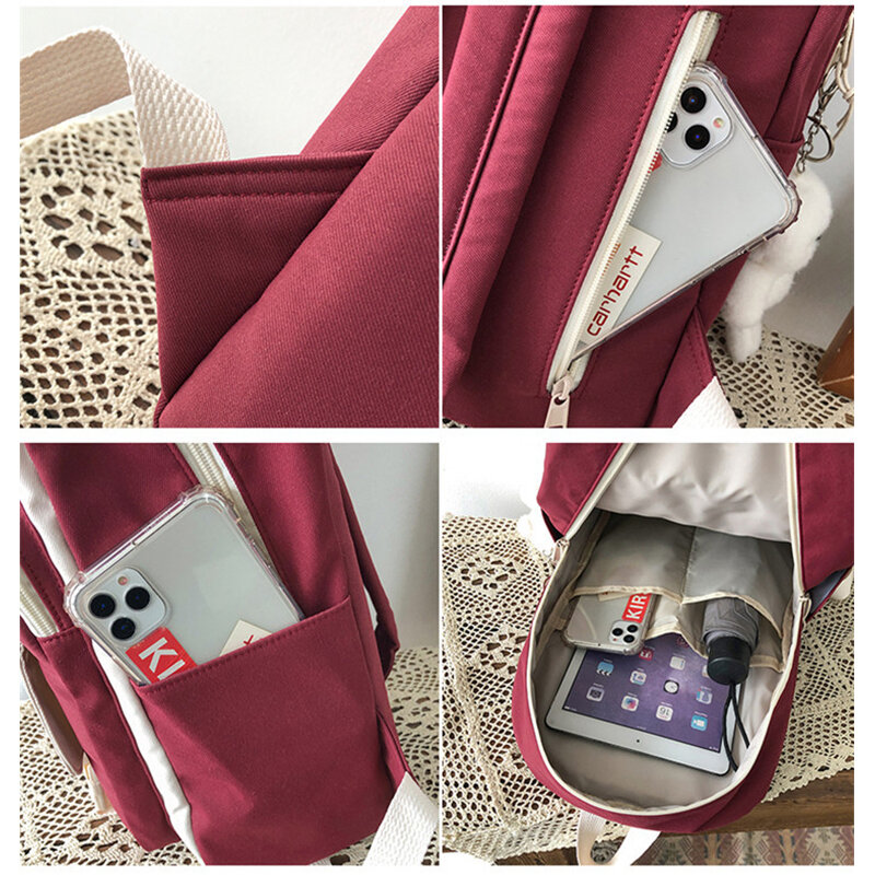 소녀를위한 귀여운 학교 가방 십대 배낭 여성 Bookbags 패션 패널 중학생 Schoolbag 2021