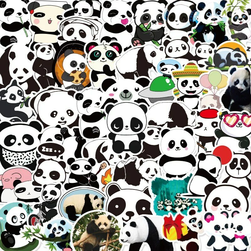Autocollants d'animaux de dessin animé Panda, étiquette autocollante, pour bagages, Skateboard, bricolage, Cool, Graffiti, étanche, amusant, jouet pour enfant, 50 pièces
