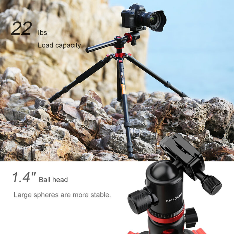 K & F CONCEPT แบบพกพาขาตั้งกล้องอลูมิเนียมขาตั้งกล้อง Monopod สำหรับกล้องวิดีโอดิจิตอลสำหรับ Canon สำหรับ ...