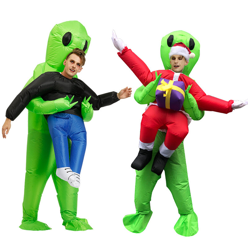 Alien Aufblasbare Kostüm Erwachsene Kinder Weihnachten Grün Alien Cosplay Halloween Party Phantasie Anzug Purim Karneval Leistung Overall