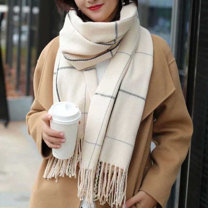 Moda outono e inverno xadrez cachecol engrossado quente cachecóis de caxemira xales feminino cachecol echarpe foulard 200*70cm
