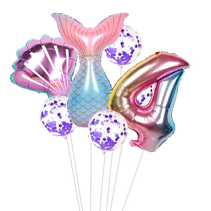 1 ensemble de ballons en forme de sirène de dessin animé pour fille, pour la décoration de fête prénatale et d'anniversaire, avec princesse Ariel de Disney, jouet pour enfant, en aluminium et latex, 10 pouces
