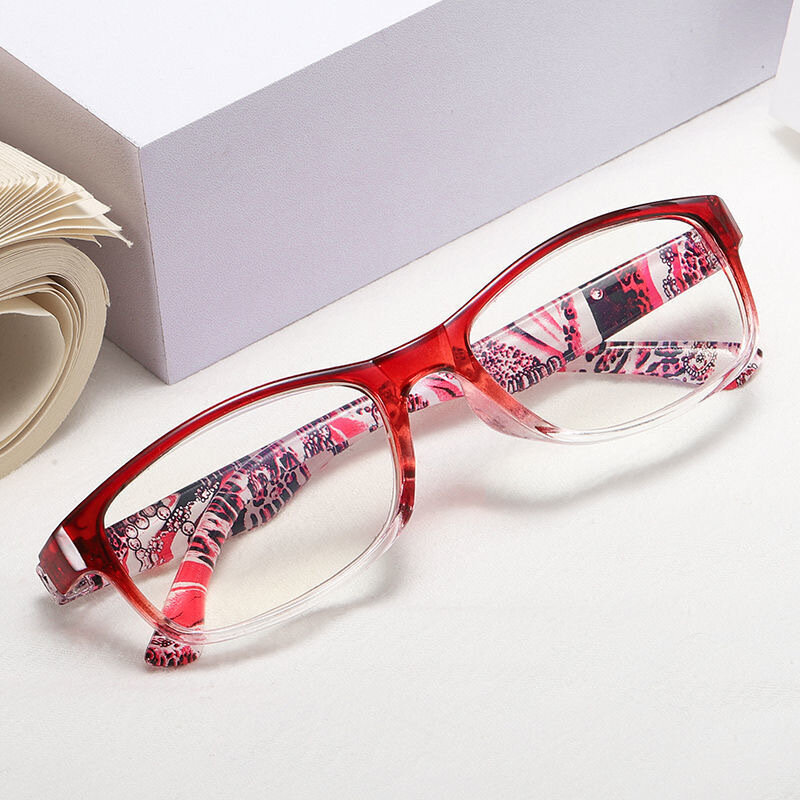 Gafas de lectura transparentes para hombre y mujer, anteojos Unisex a la moda con estampado de flores, antirayos azules, + 1,0 + 1,5 + 2,0 + 2,5 + 3,0 + 3,5 + 4,0
