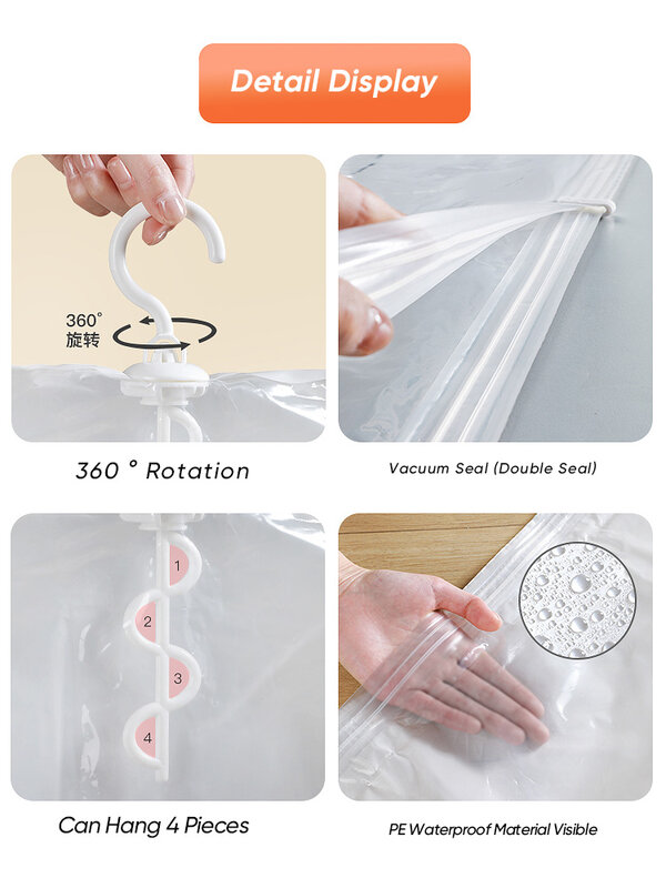 Joybos Thickened Vacuum Storage Bag Suspended Dustproof Space Saver Compression For Clothes Overcoat Jackets Organizer JX101