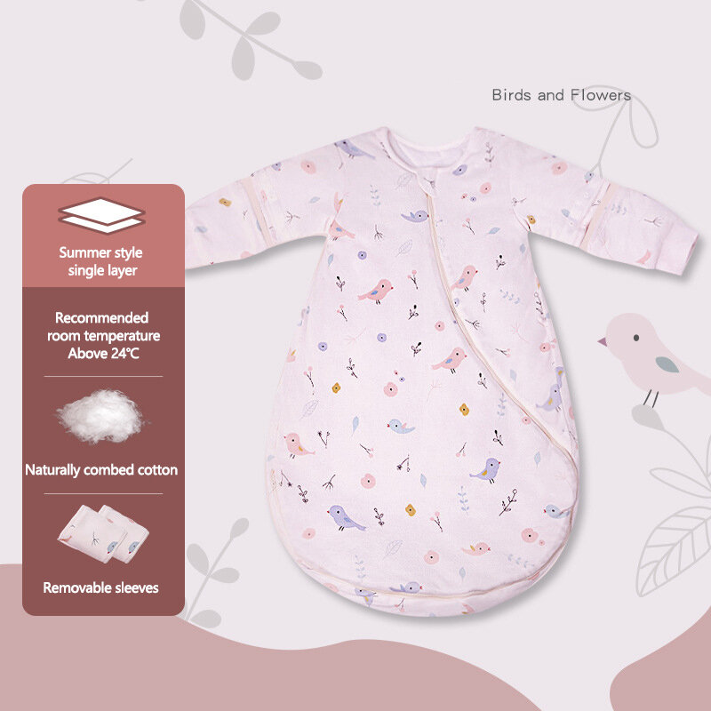 NEW Summer Infants Sleeping Bag Pure Cotton Soft Comfortable Children Anti-Kick Quilt Kids Long Sleeve Wearable Blanket Bedding