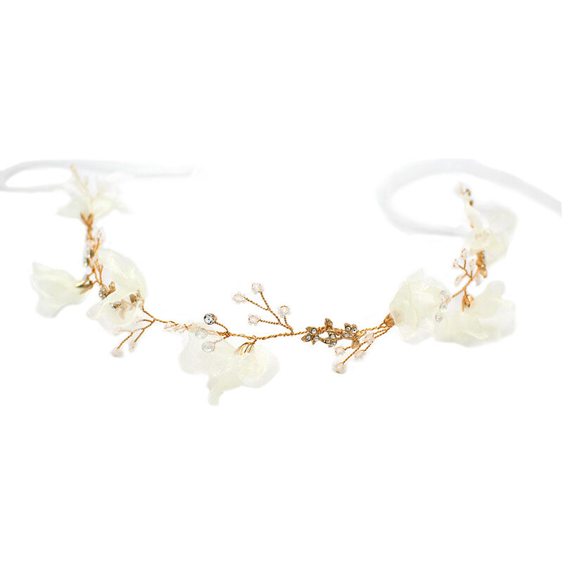 Diadema nupcial de flores puras para mujer, bandana de vid y perlas, accesorios para el cabello de boda, O338-1