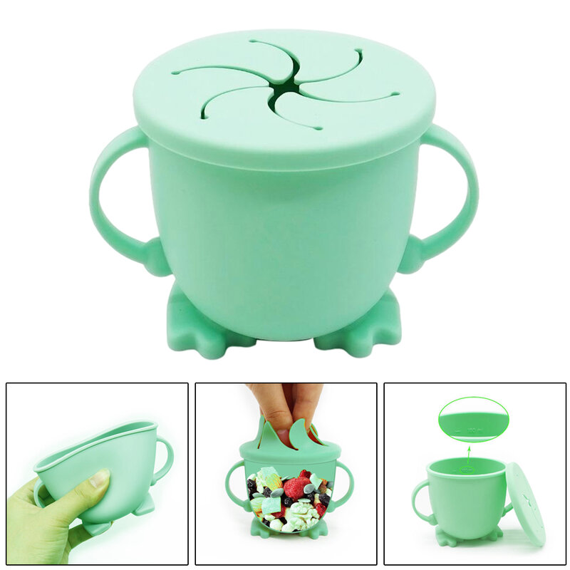 Baby Snack Cup Silicone Snack Dry Food Container Keeper Catcher Spill-proof