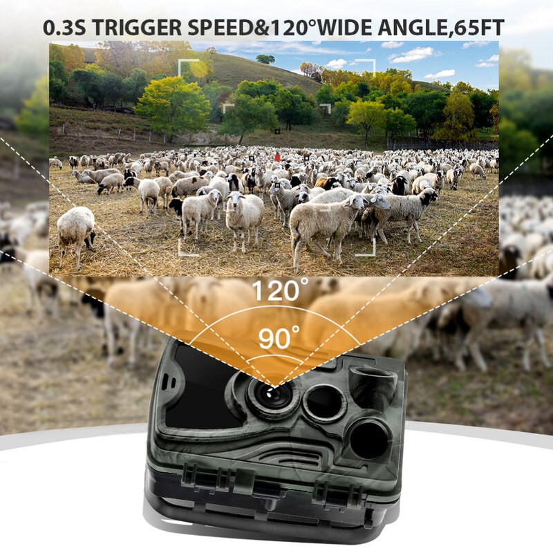 Hc801a caça câmera 20mp 1080p bateria de lítio versão recarregável 5000ma wild trail câmera animal scouting 0.3s foto armadilha