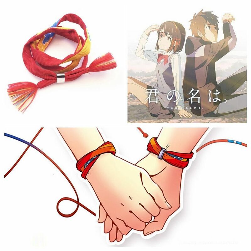 Bracelet en Polyester fait à la main avec corde rouge, bijou de charme, film avec votre nom, Cosplay Kimi no Na wa