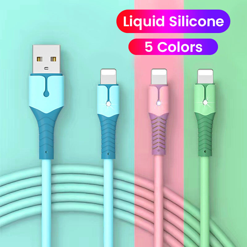 USB Data Cable For iPhone 14 13 12 Mini Pro Max X XR 11 8 7 6s Liquid Silicone Charging Cable USB Data Cable Phone Charger Cable