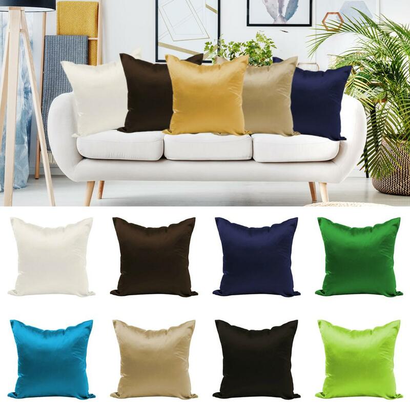 Fundas de almohada cuadradas multicolores, 45x45cm, de seda satinada, de algodón y lino, para sofá, textiles para el hogar