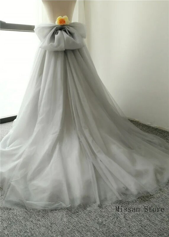 Светильник-серая короткая свадебная Юбка со шлейфом, пышная Свадебная юбка для свадебной вечеринки