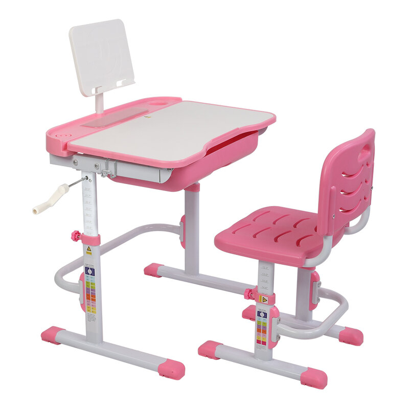 New 80Cm Hand-Operated Lifting Table Top Can Tilt Children's Study Table And Chair Easy to assemble Gift for Boys Girls