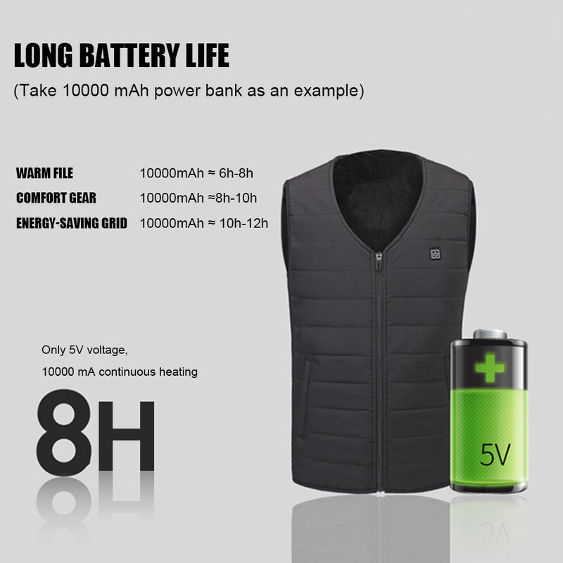 Men's sleeveless jacket Electric Heating Vest Thermal Warm Heating Clothes Outdoor Fishing Hunting Vest Winter USB Heated Jacket