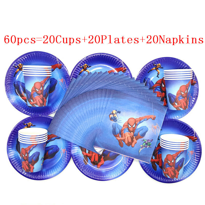 O tema do homem aranha placas de papel copos festa de aniversário do chá de fraldas dos utensílios de mesa descartáveis para crianças decorações super-herói