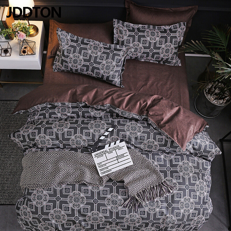 JDDTON-Juego de cama de doble cara, funda nórdica de edredón y de almohada, 3 piezas/juego, estilo clásico, BE031