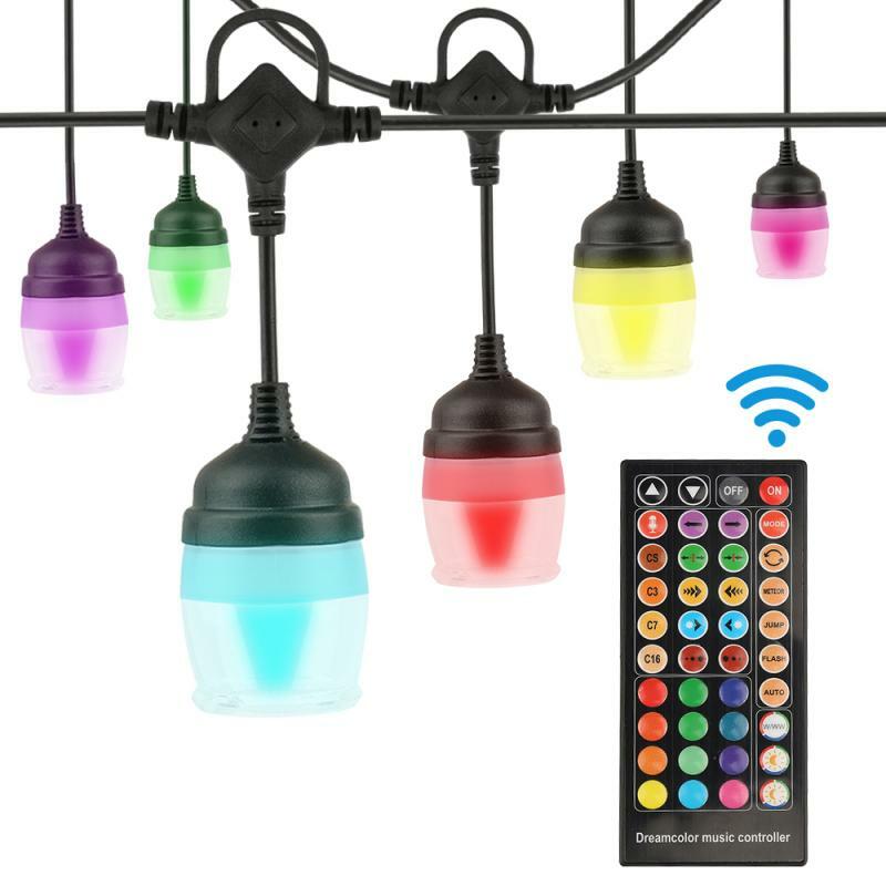 LED String Lights 12 Colors RGB Bulbs 100-240V 14W IP65 Fairy Lights 43ft Holiday Christmas Party Room Outdoor Garden Decoration