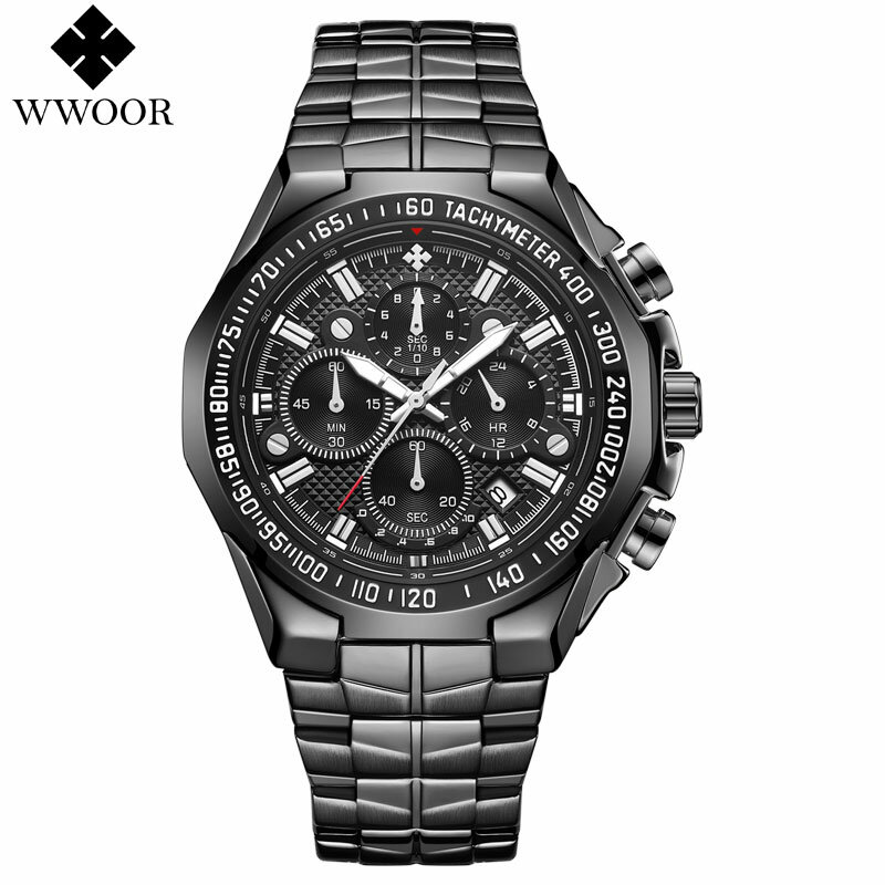WWOOR – montre-bracelet étanche pour hommes, chronographe sportif de luxe, à Quartz, lumineuse, de grande marque