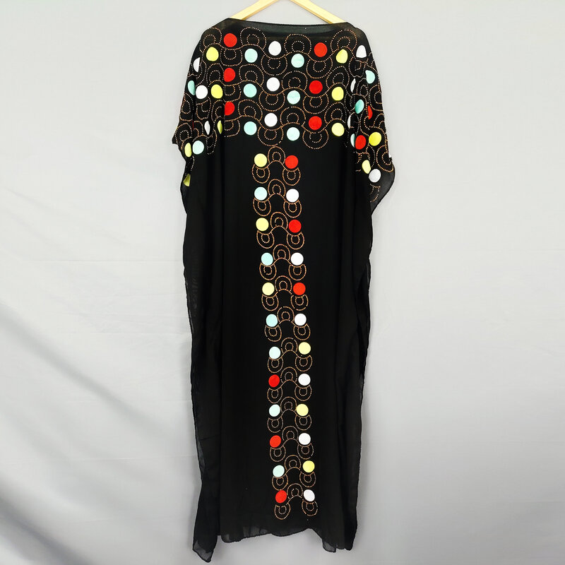 Abaya – longue Robe africaine en coton pour femmes, Kaftan, Maxi, dubaï, Dashiki, broderie, noir, vêtements islamiques, grande taille