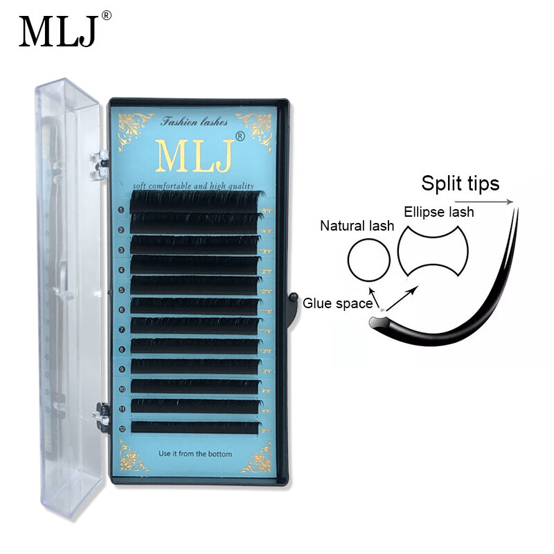 MLJ – faux-cils plats, Extensions de maquillage, pointes fendues, naturels, fins, professionnels, J B C D L LC LD